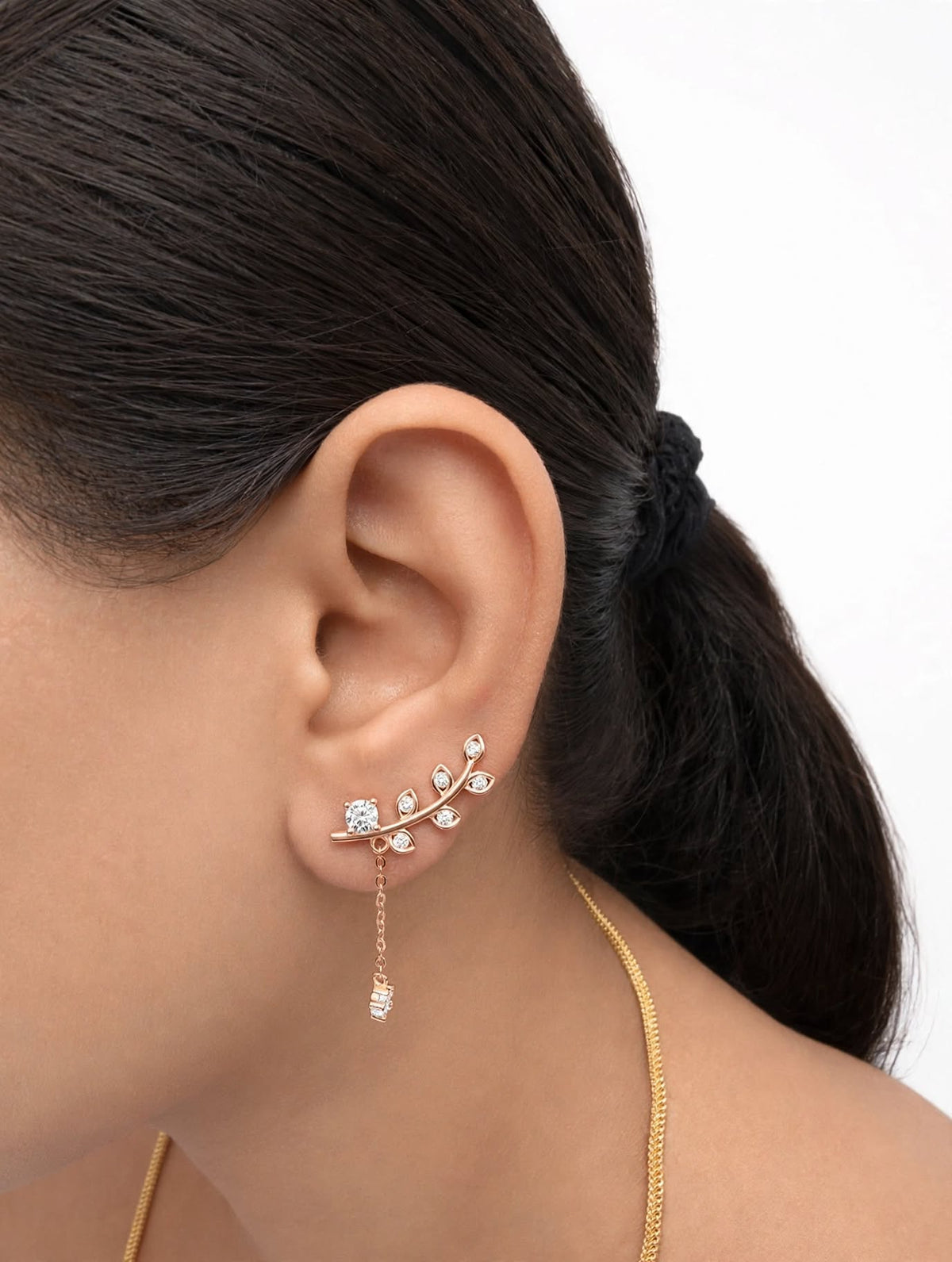 ear crawler worn on first lobe