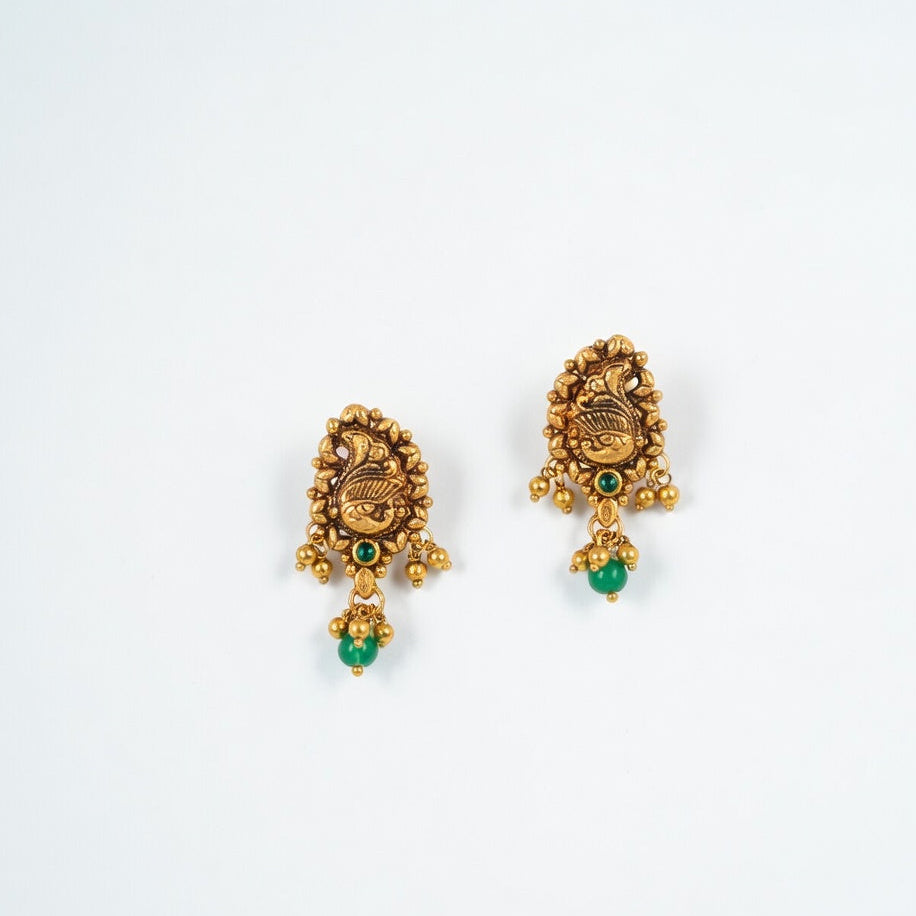 Elegant Antique Gold-Plated Floral Drop Earrings
