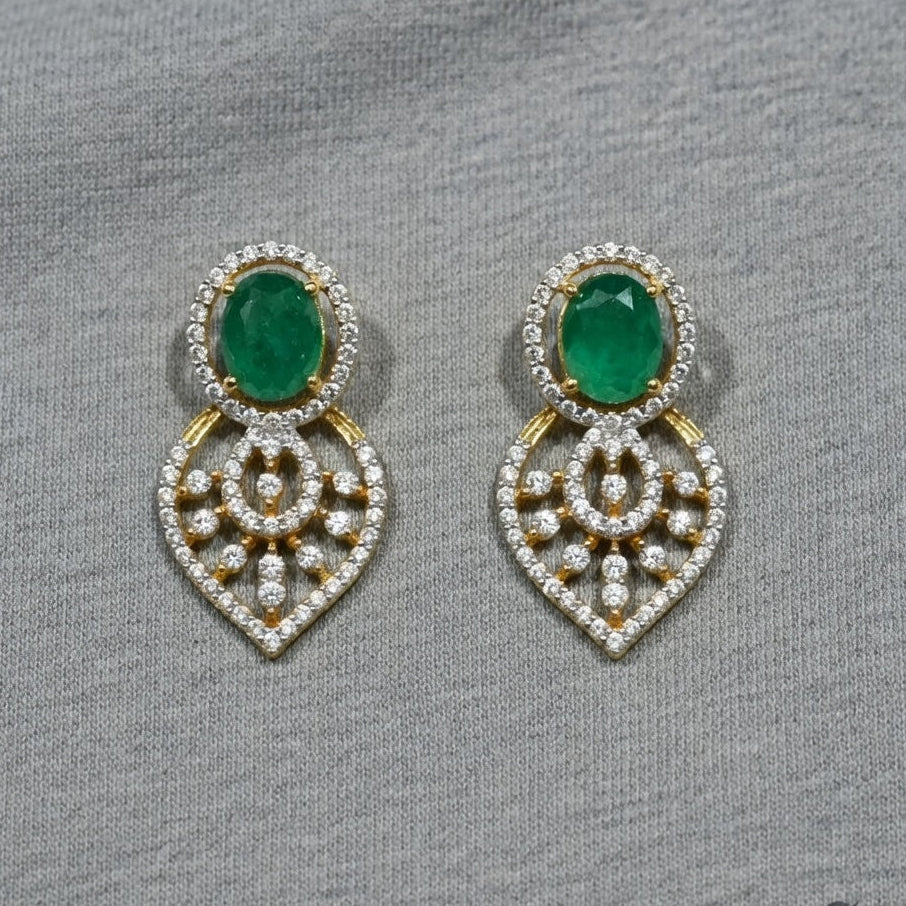 Elegant Emerald Gold Drop Earrings