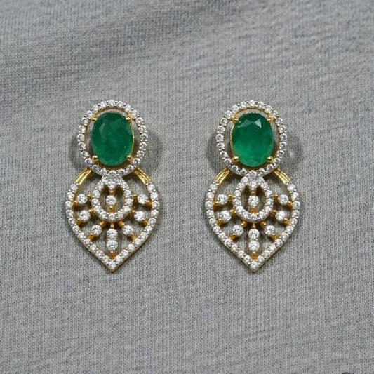 Elegant Emerald Gold Drop Earrings