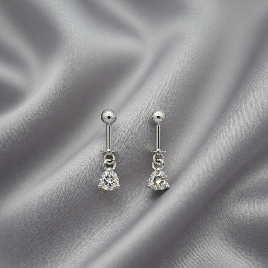 Solitaire Drop Earrings – Silver Finish with Crystal Shine