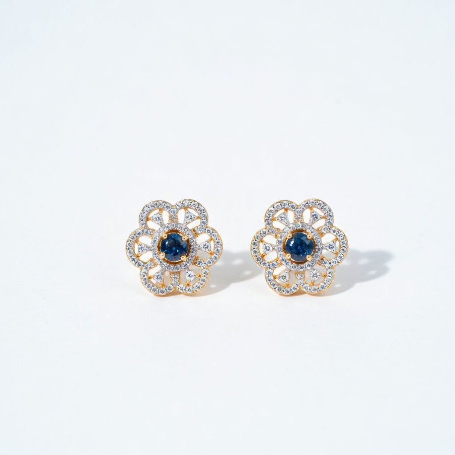 Floral Sapphire Stud Earrings