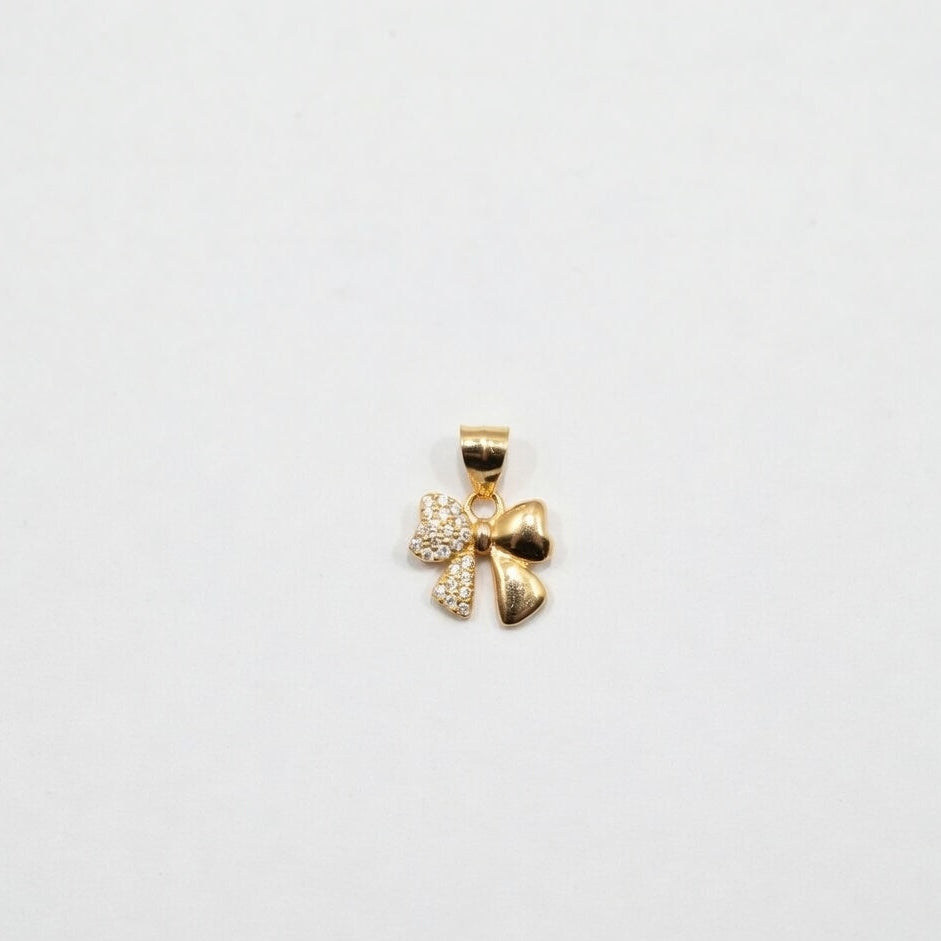 Elegant Gold Bow Pendant & Stud Earring Set