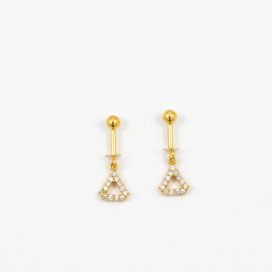 Geometric Triangle Drop Earrings – Gold Finish