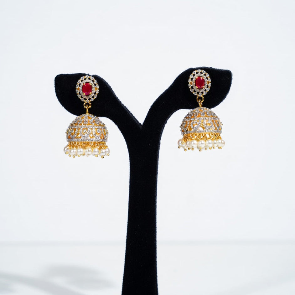 Royal Ruby Pearl Bridal Necklace Set