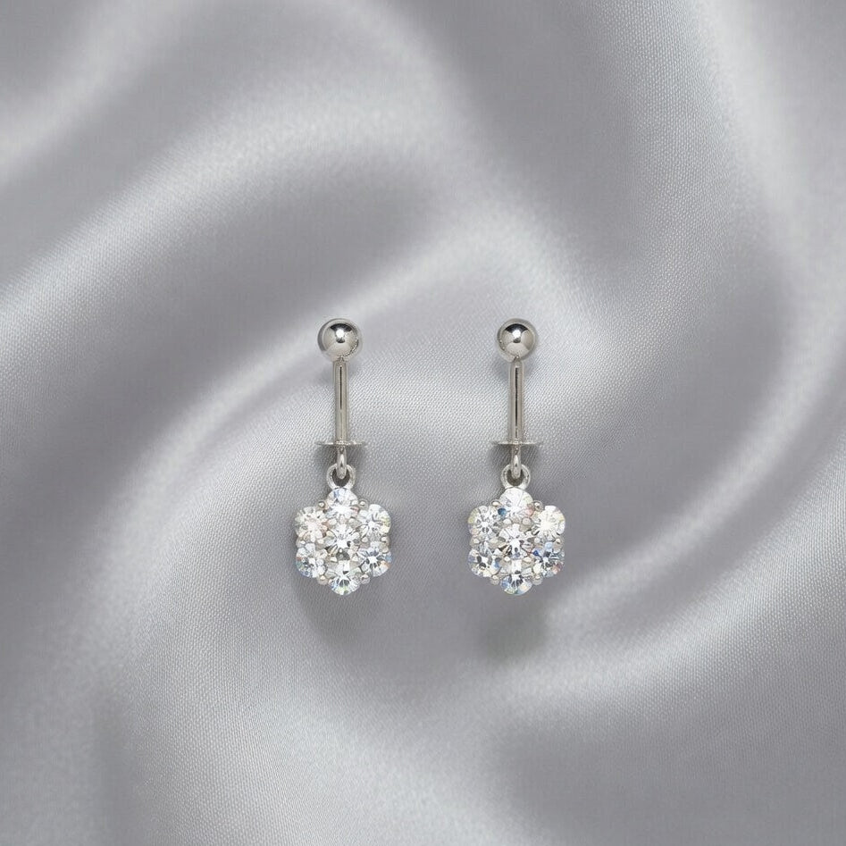 Elegant Crystal Floral Drop Earrings