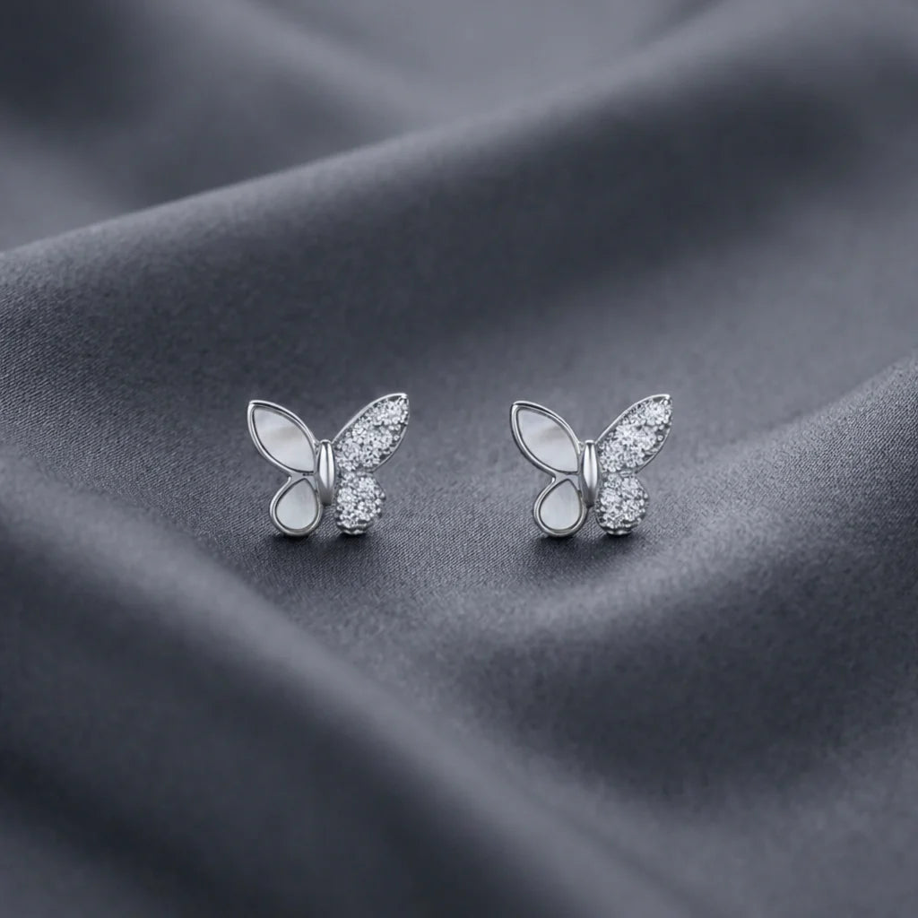 silver butterfly studs