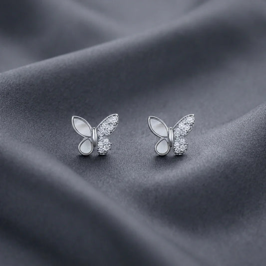 silver butterfly studs