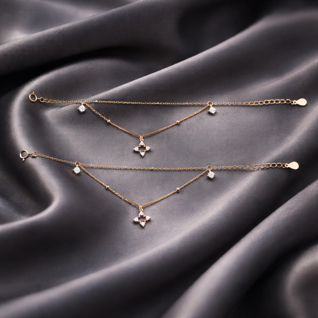 rose gold clover anklet
