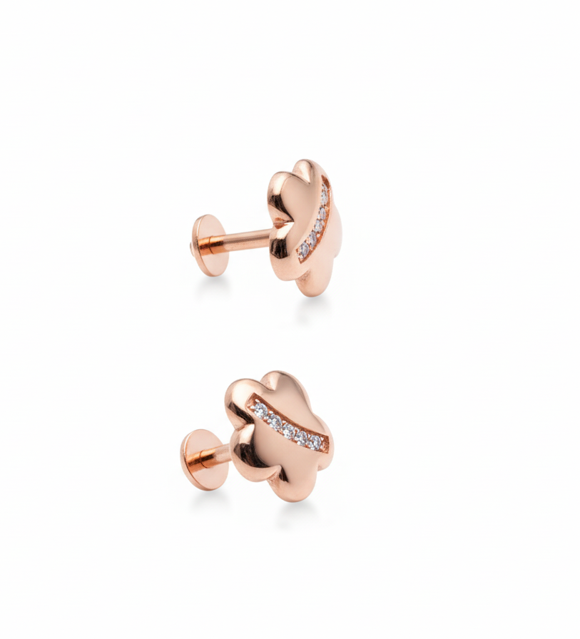 rose gold floral stud earrings
