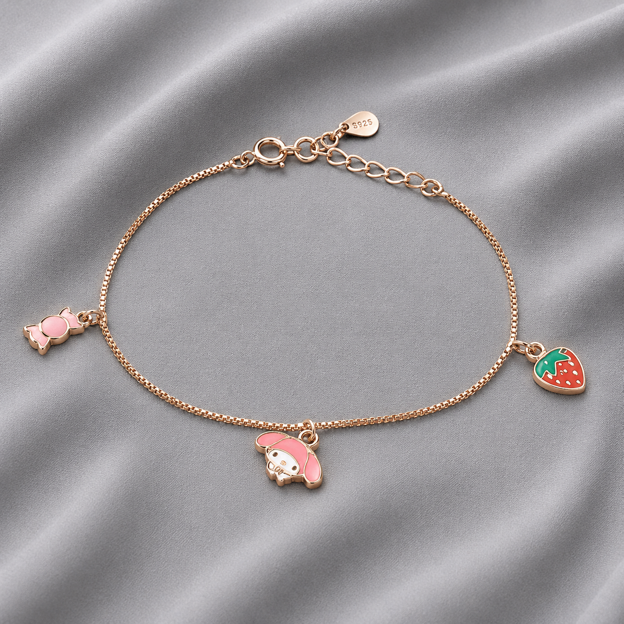 sterling silver charm bracelet with extension chain