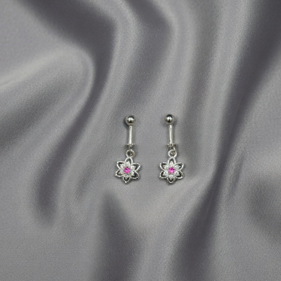 Elegant Pink Floral Drop Earrings
