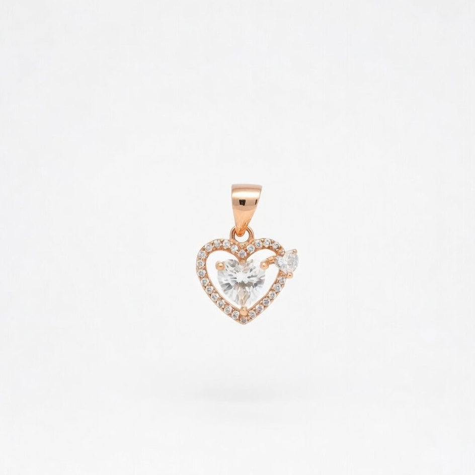 Elegant Rose Gold Double Heart Pendant & Stud Earring Set