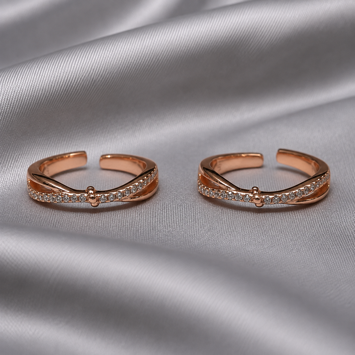 rose gold crisscross toe ring