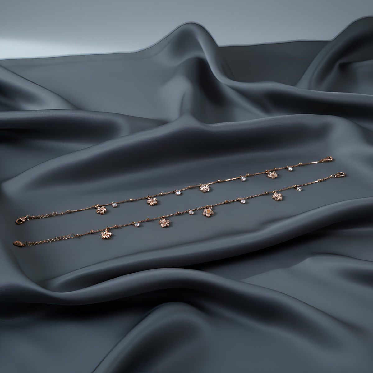 silver rose gold anklet