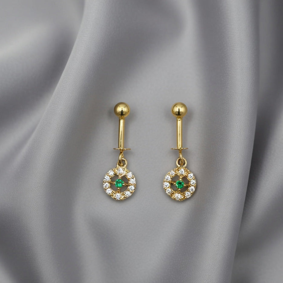 Elegant Gold Floral Halo Drop Earrings