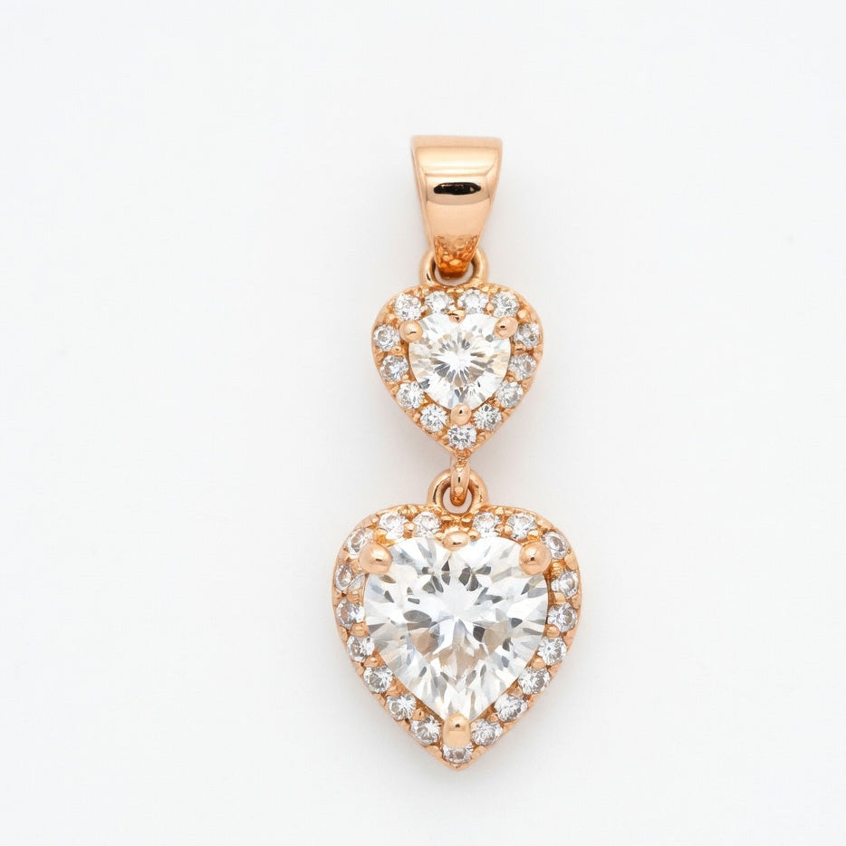 Elegant Rose Gold Heart Pendant & Earring Set