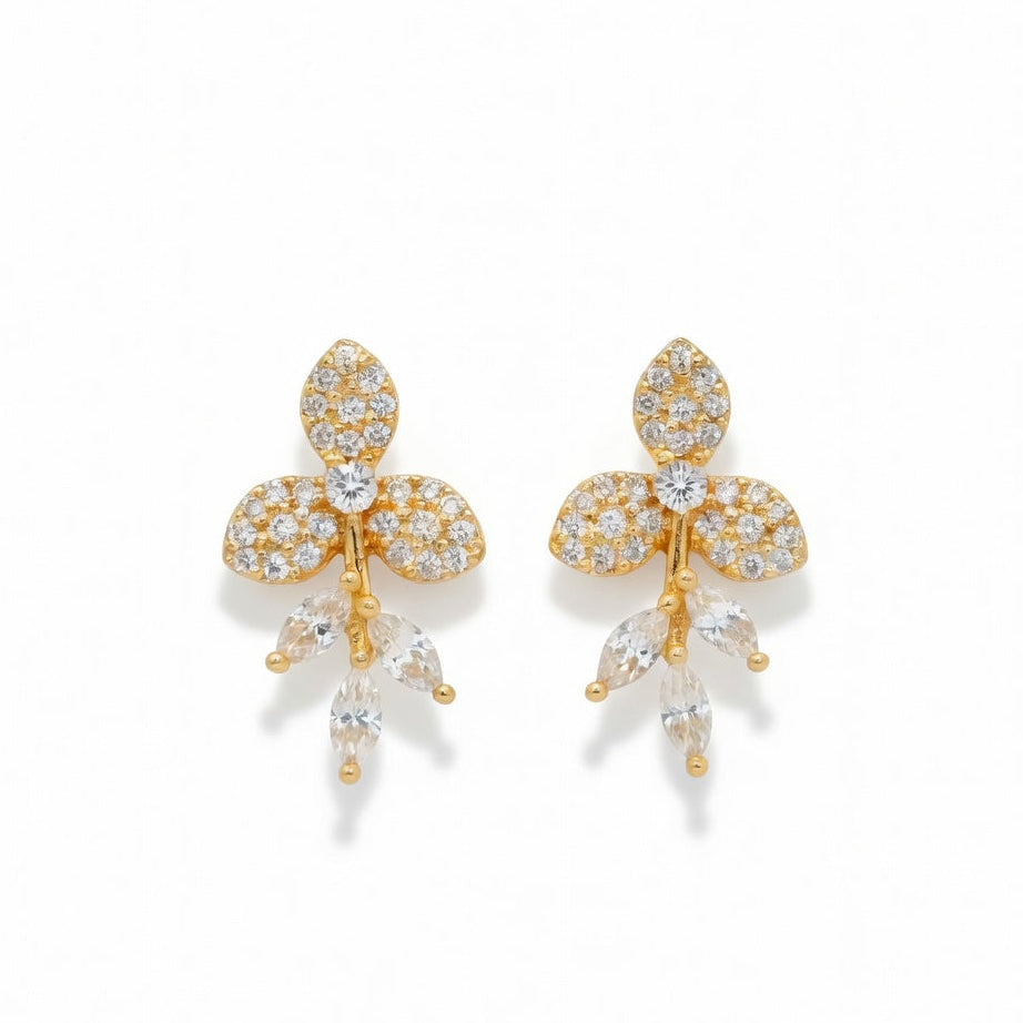 Elegant Gold Floral Pendant & Earring Set