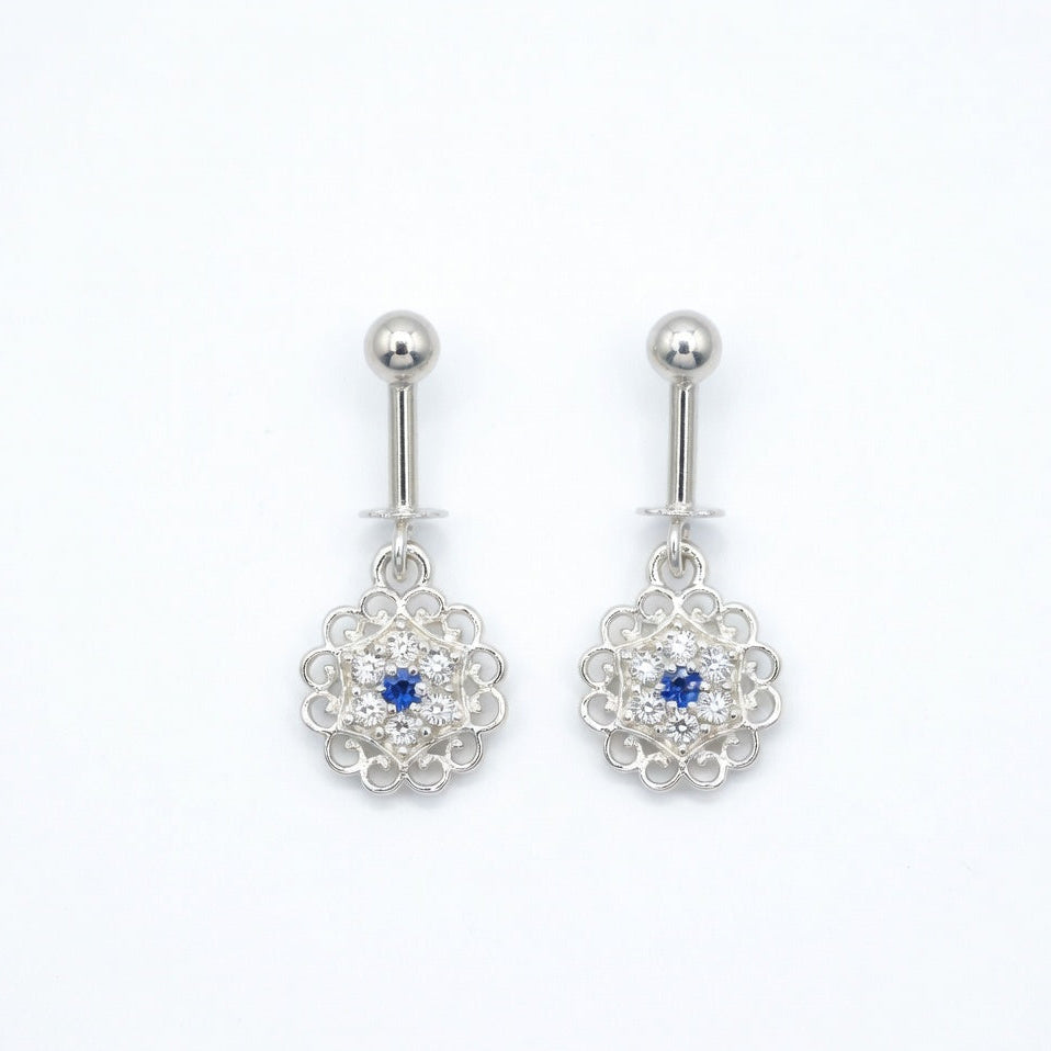 Elegant Blue Floral Drop Earrings