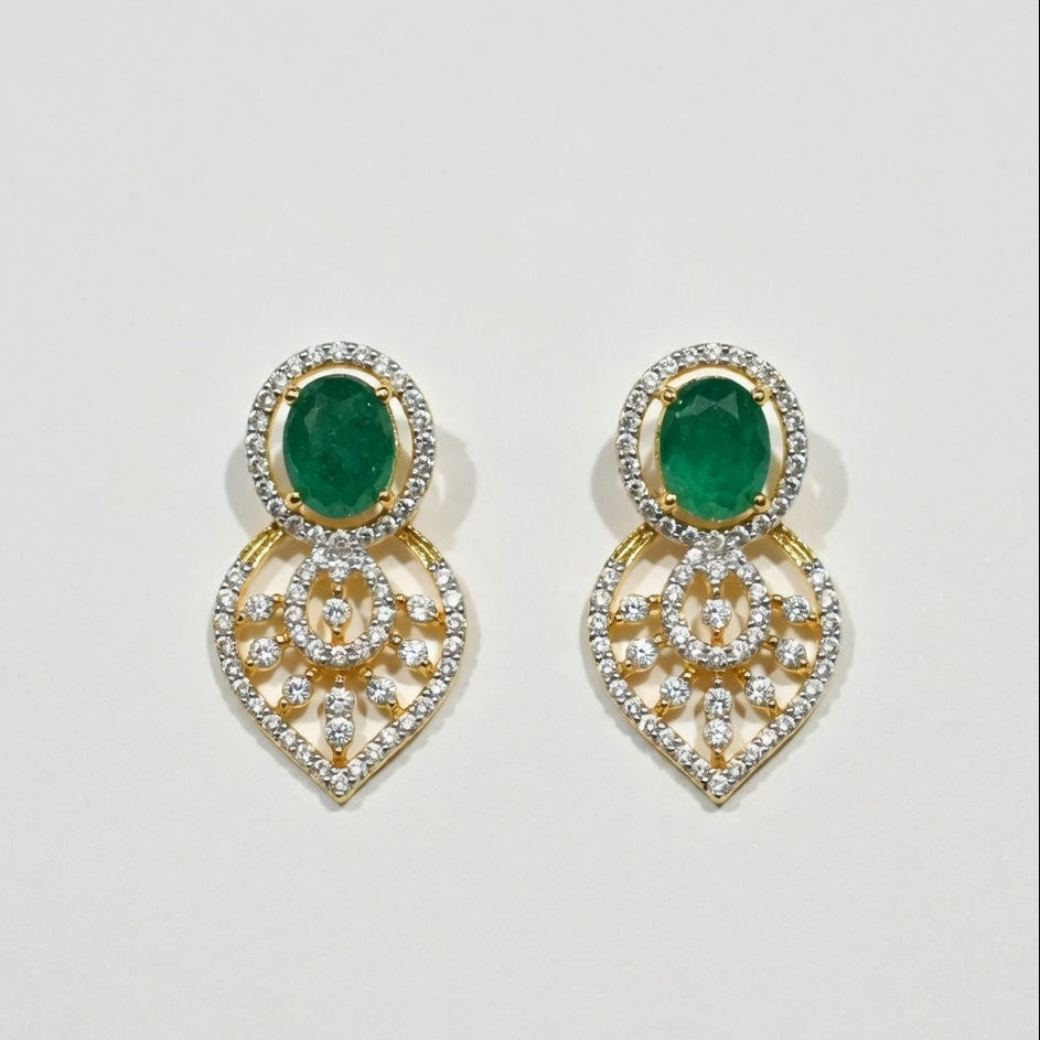 Elegant Emerald Gold Drop Earrings