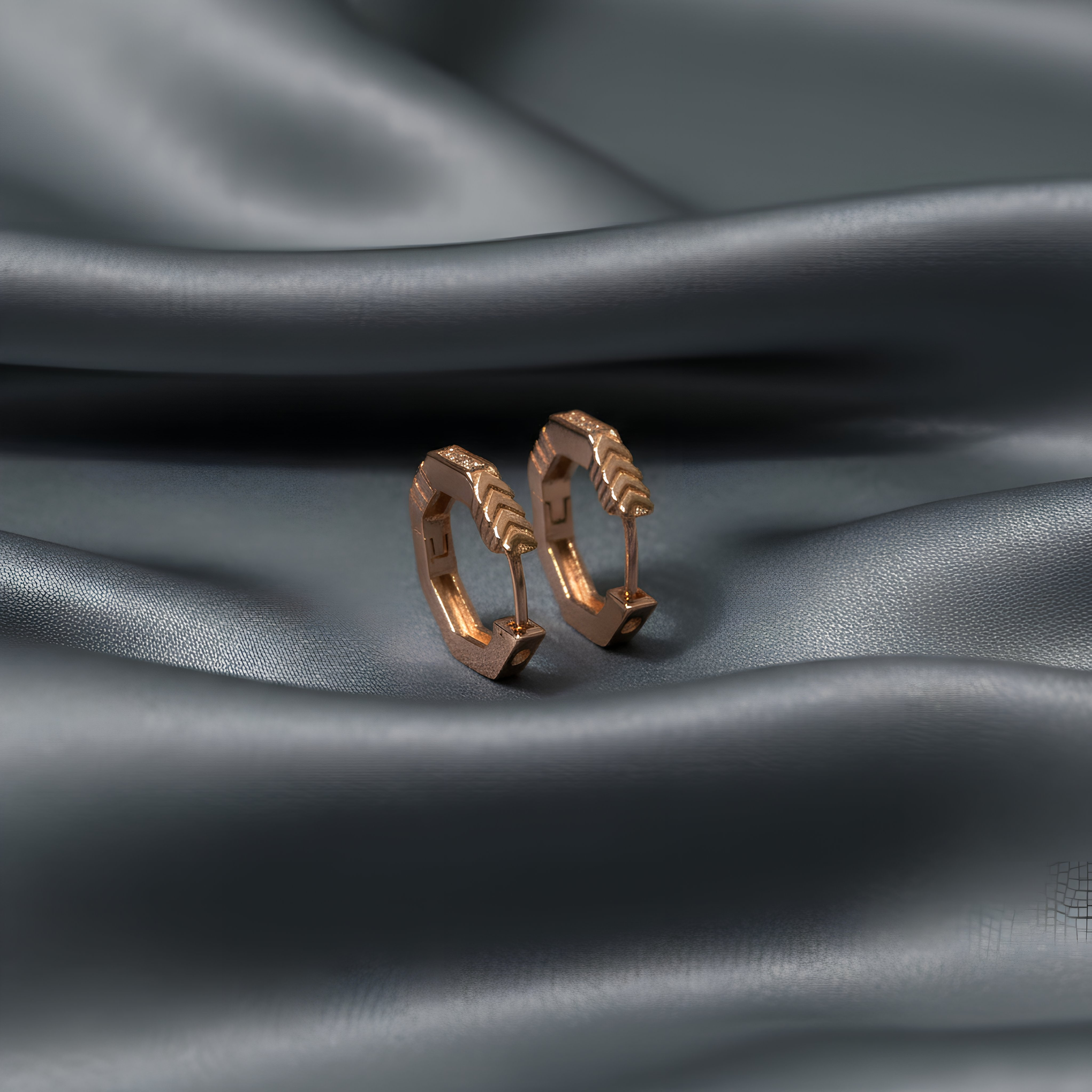 Rose Gold Textured Hoop Earrings