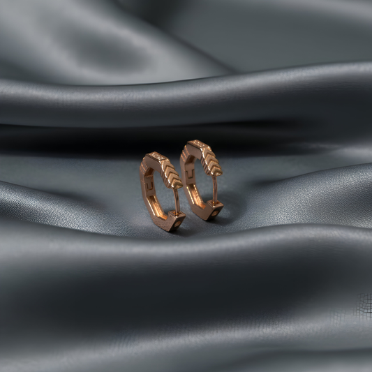 Rose Gold Textured Hoop Earrings