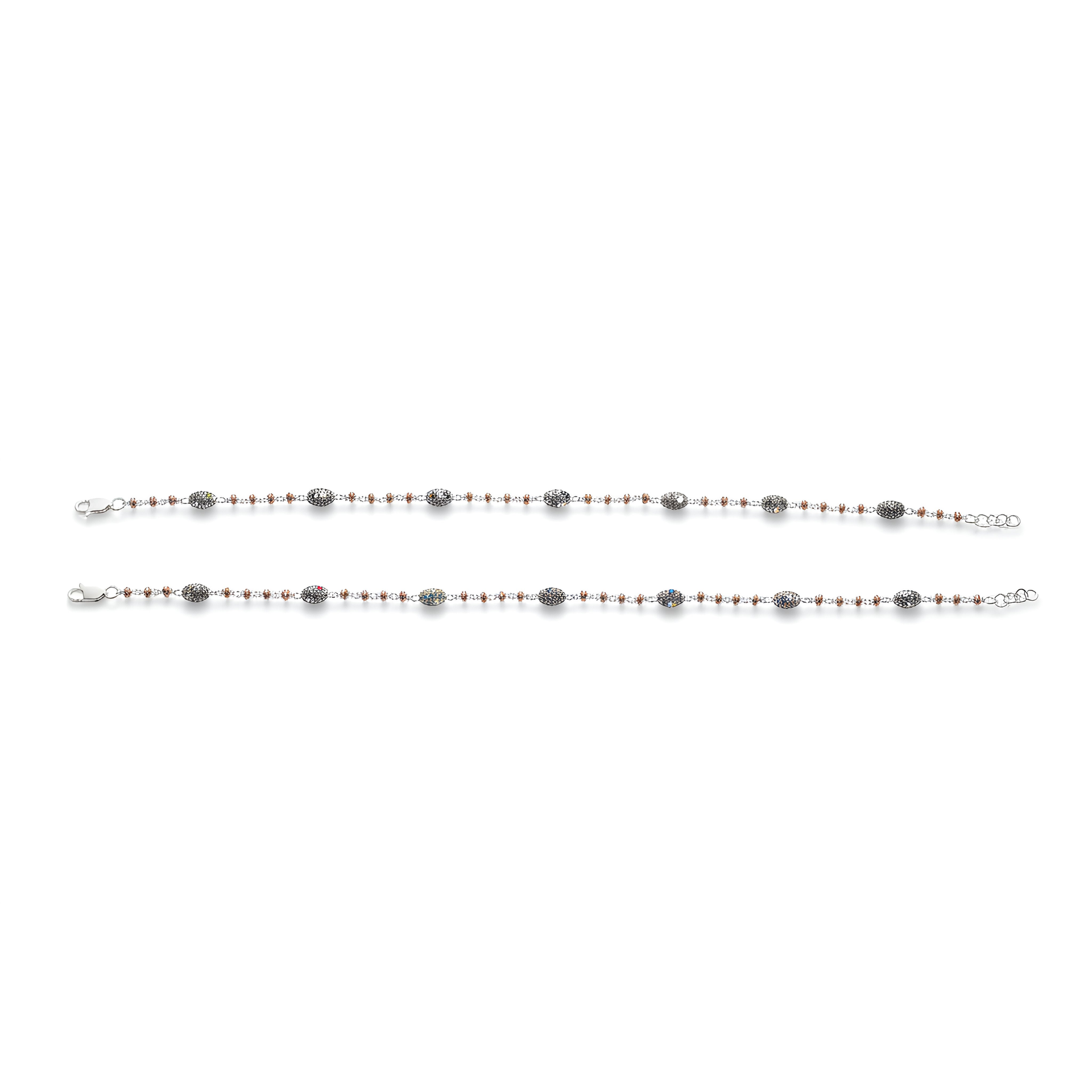 Dual-Tone Beaded Charm Anklet