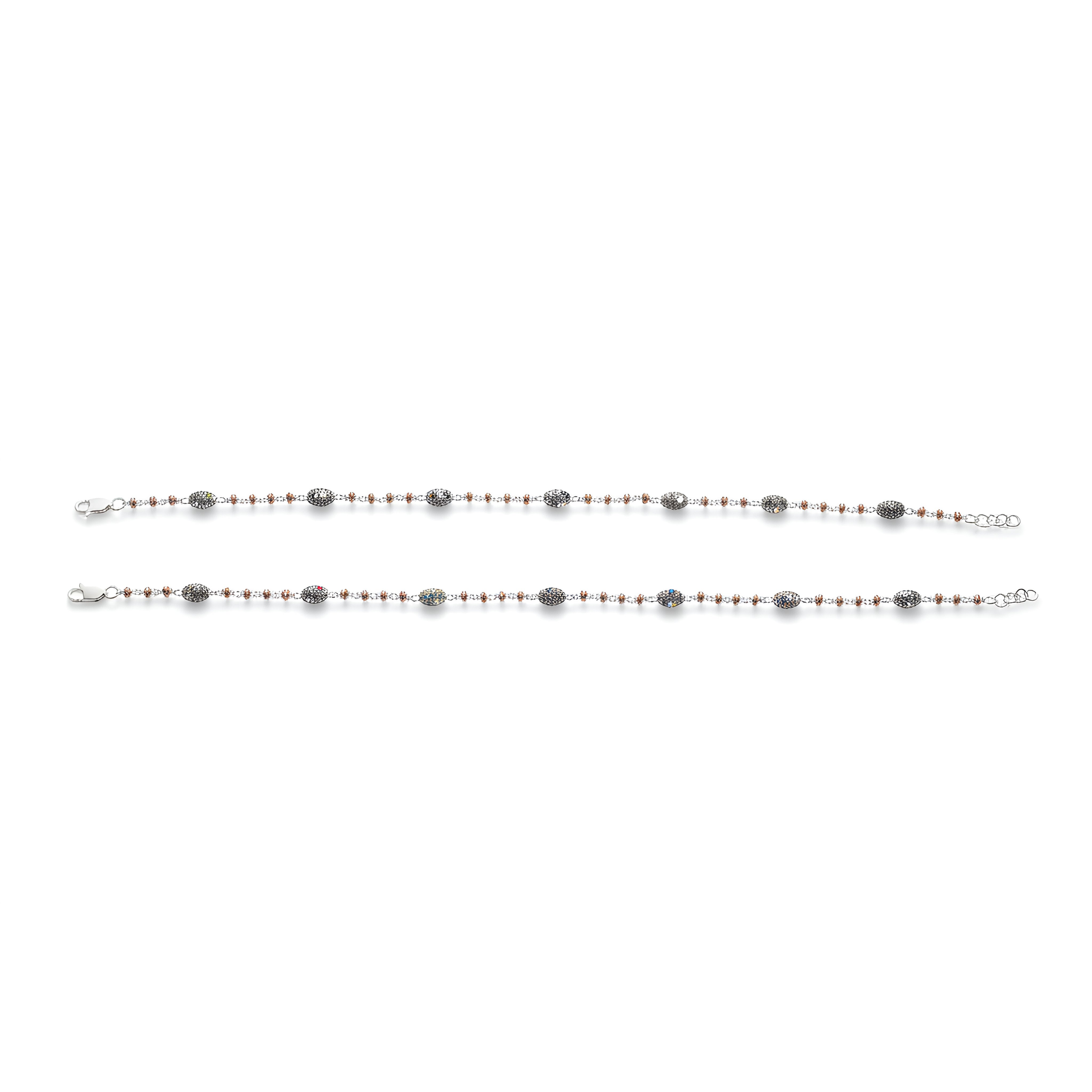 Dual-Tone Beaded Charm Anklet