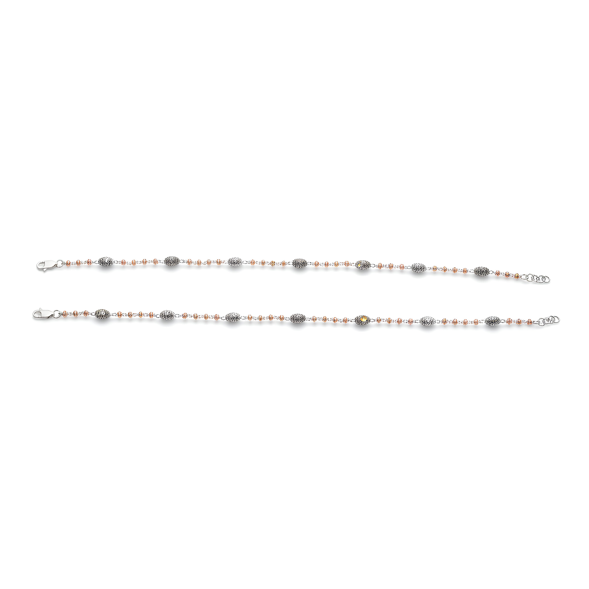 Dual-Tone Beaded Charm Anklet