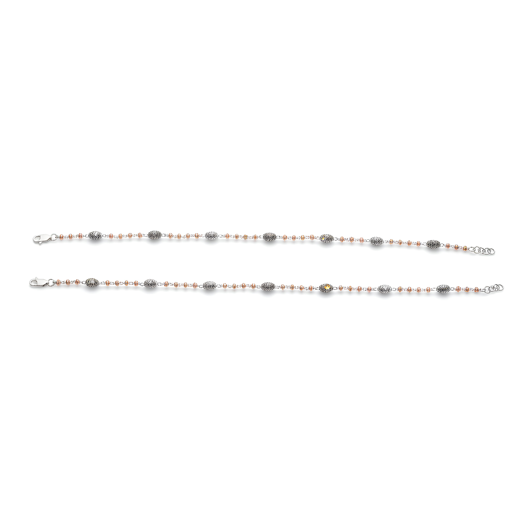 Dual-Tone Beaded Charm Anklet