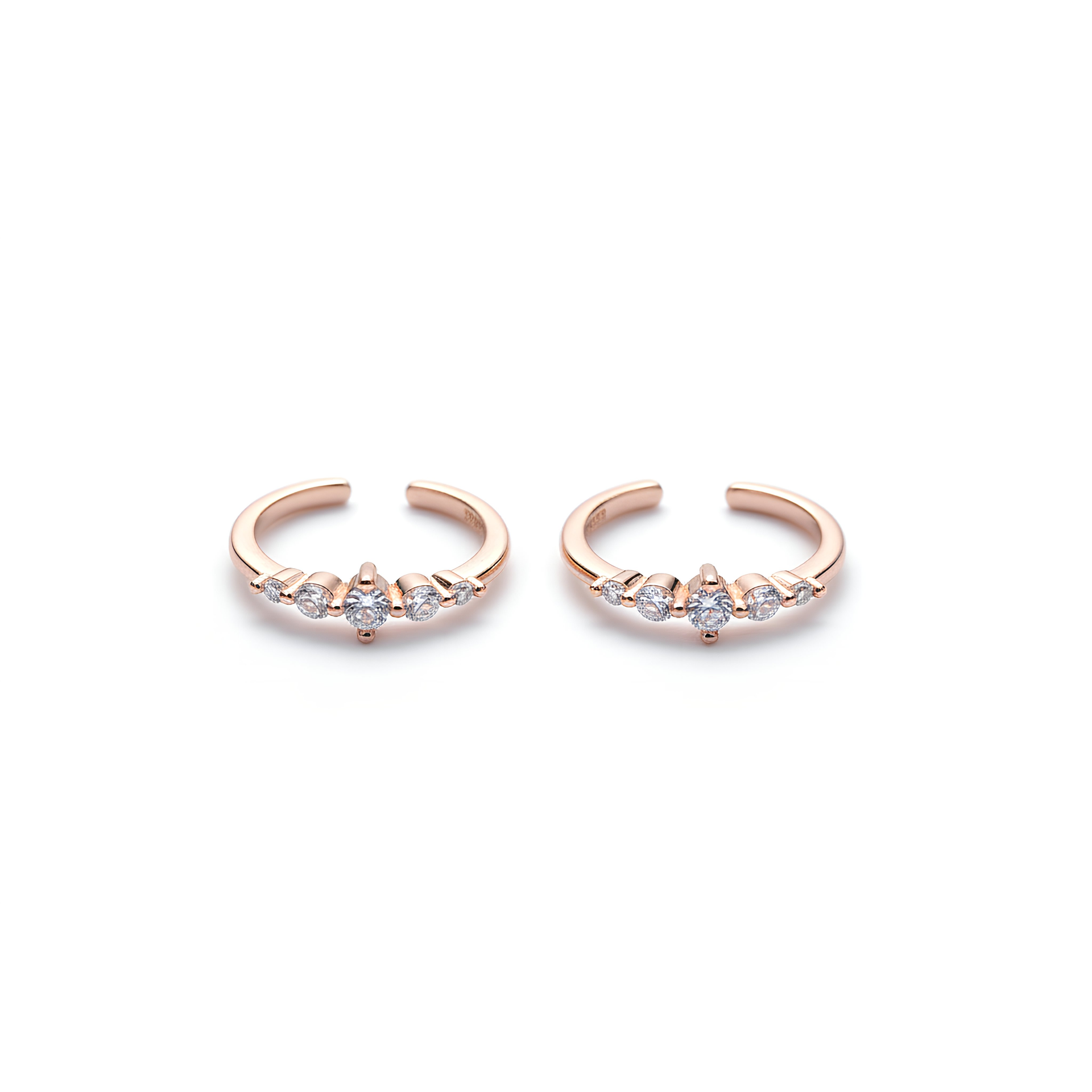 Rose Gold Crystal Toe-Rings