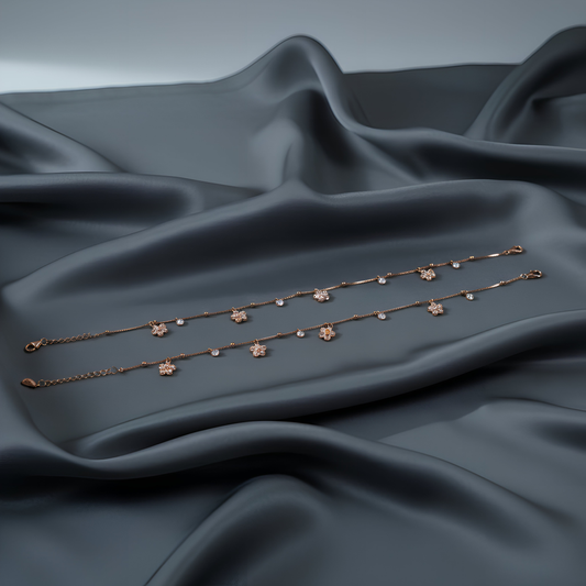 Rose Gold Floral Charm Anklet