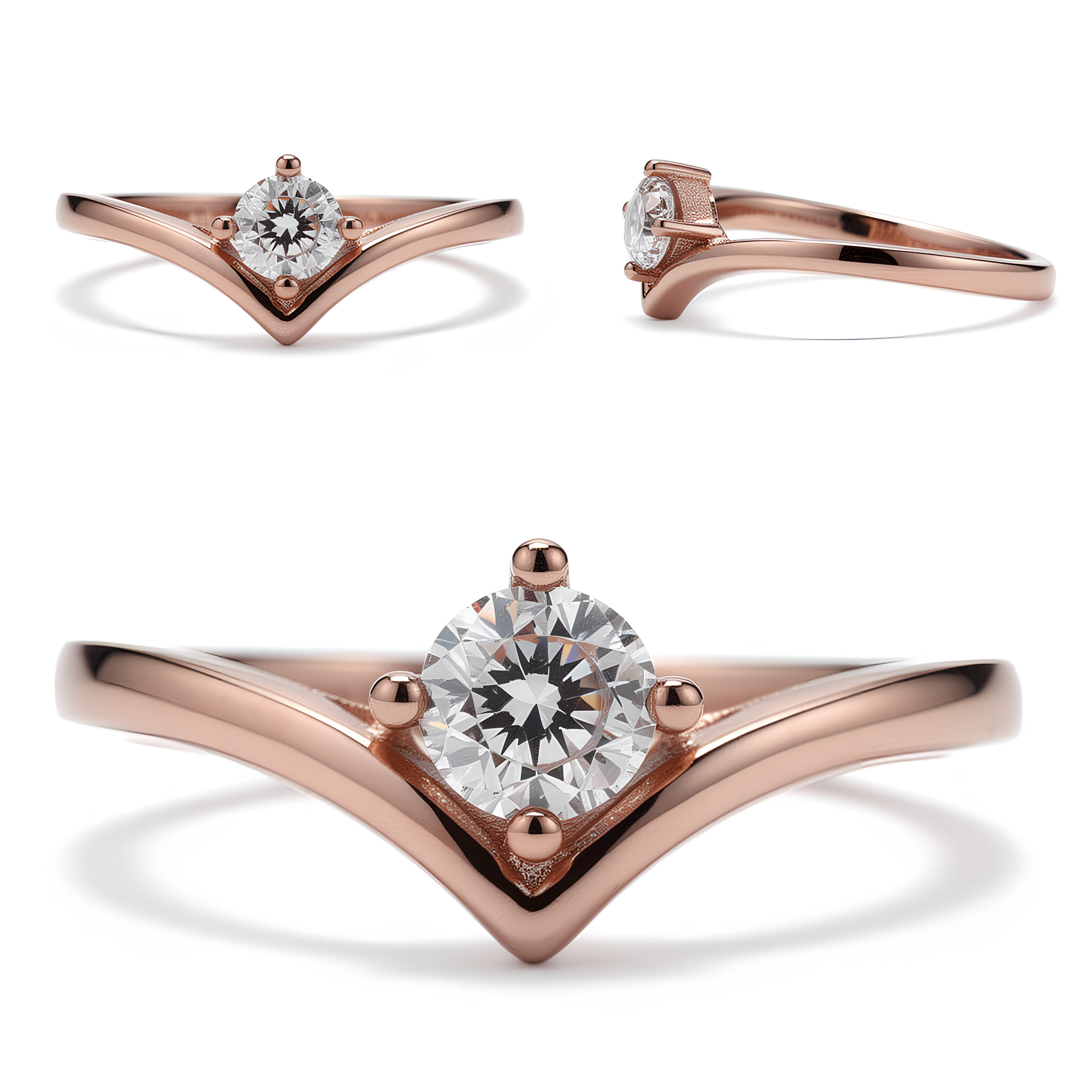 Rose Gold V-Shaped Solitaire Toe-Rings