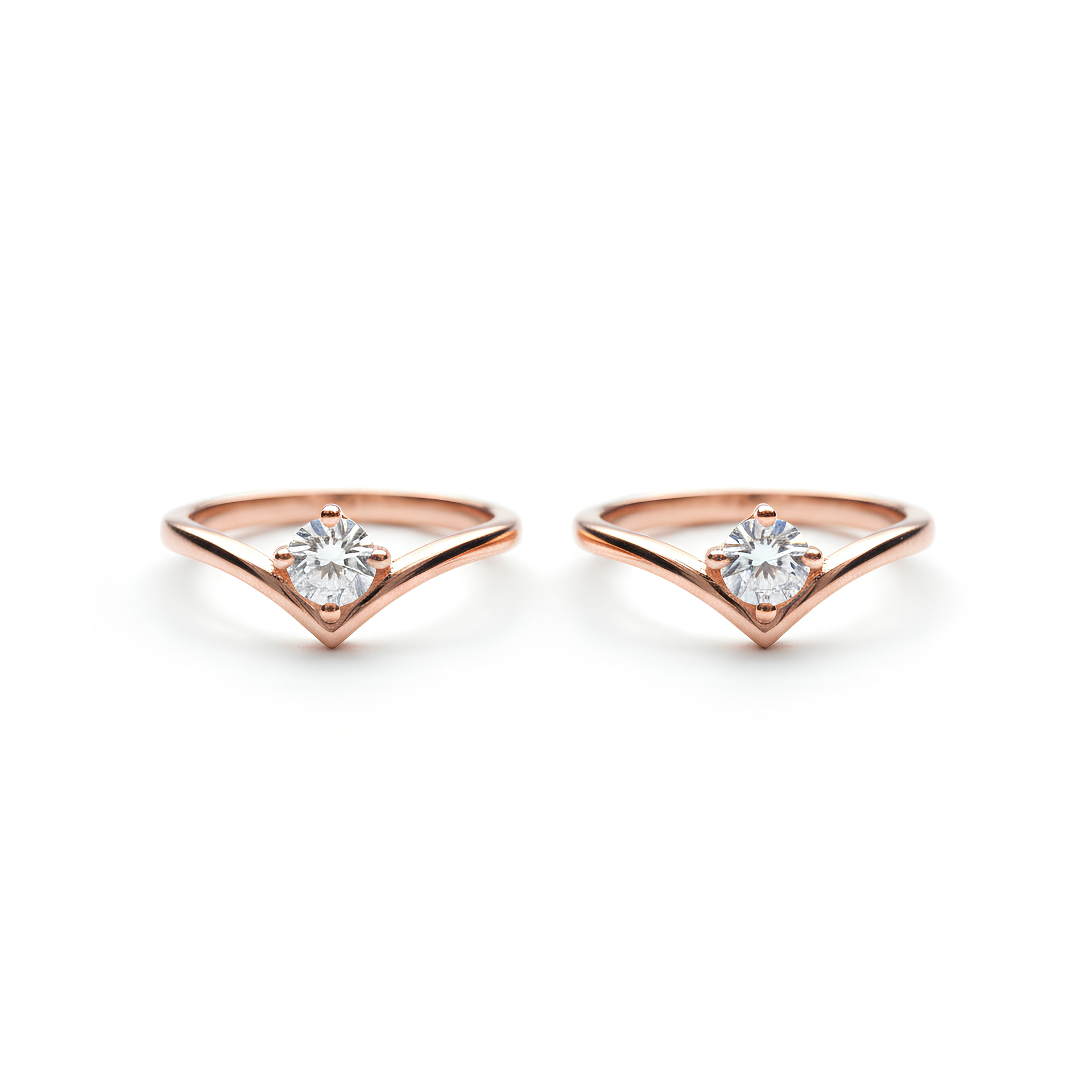 Rose Gold V-Shaped Solitaire Toe-Rings