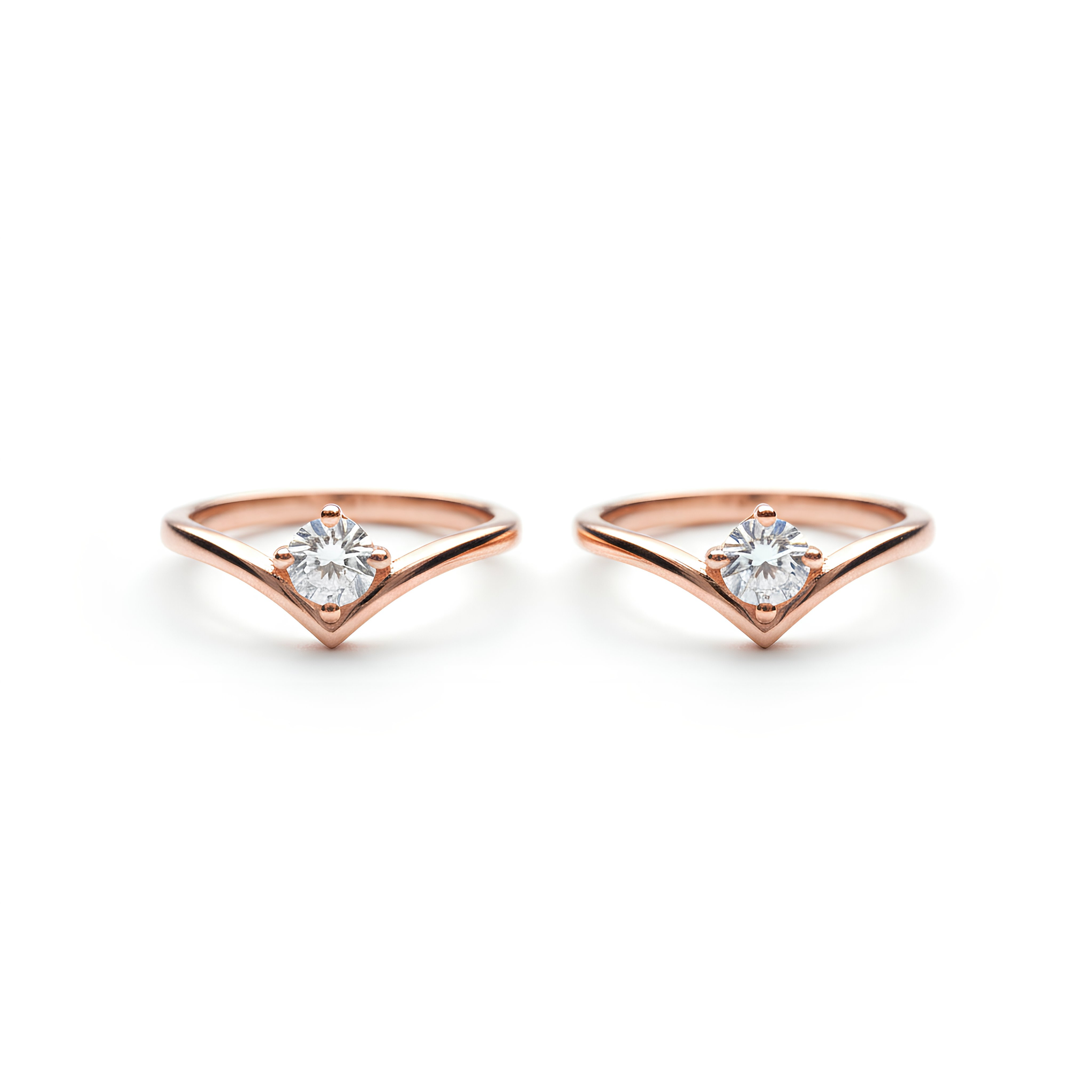 Rose Gold V-Shaped Solitaire Toe-Rings