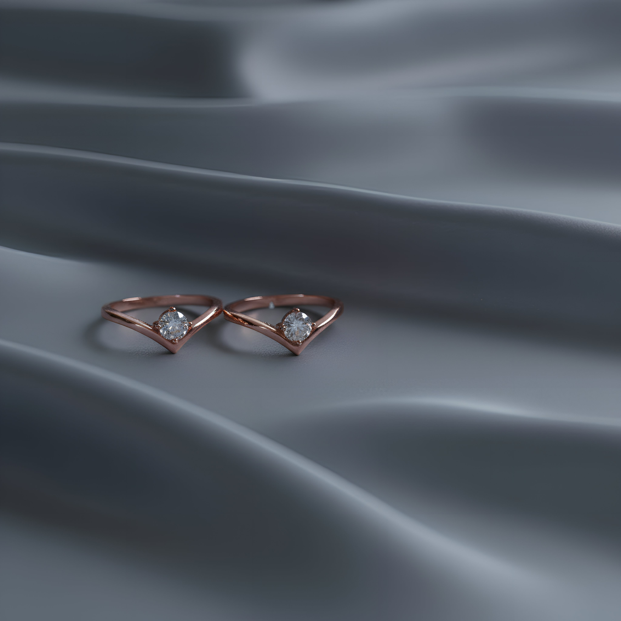 Rose Gold V-Shaped Solitaire Toe-Rings