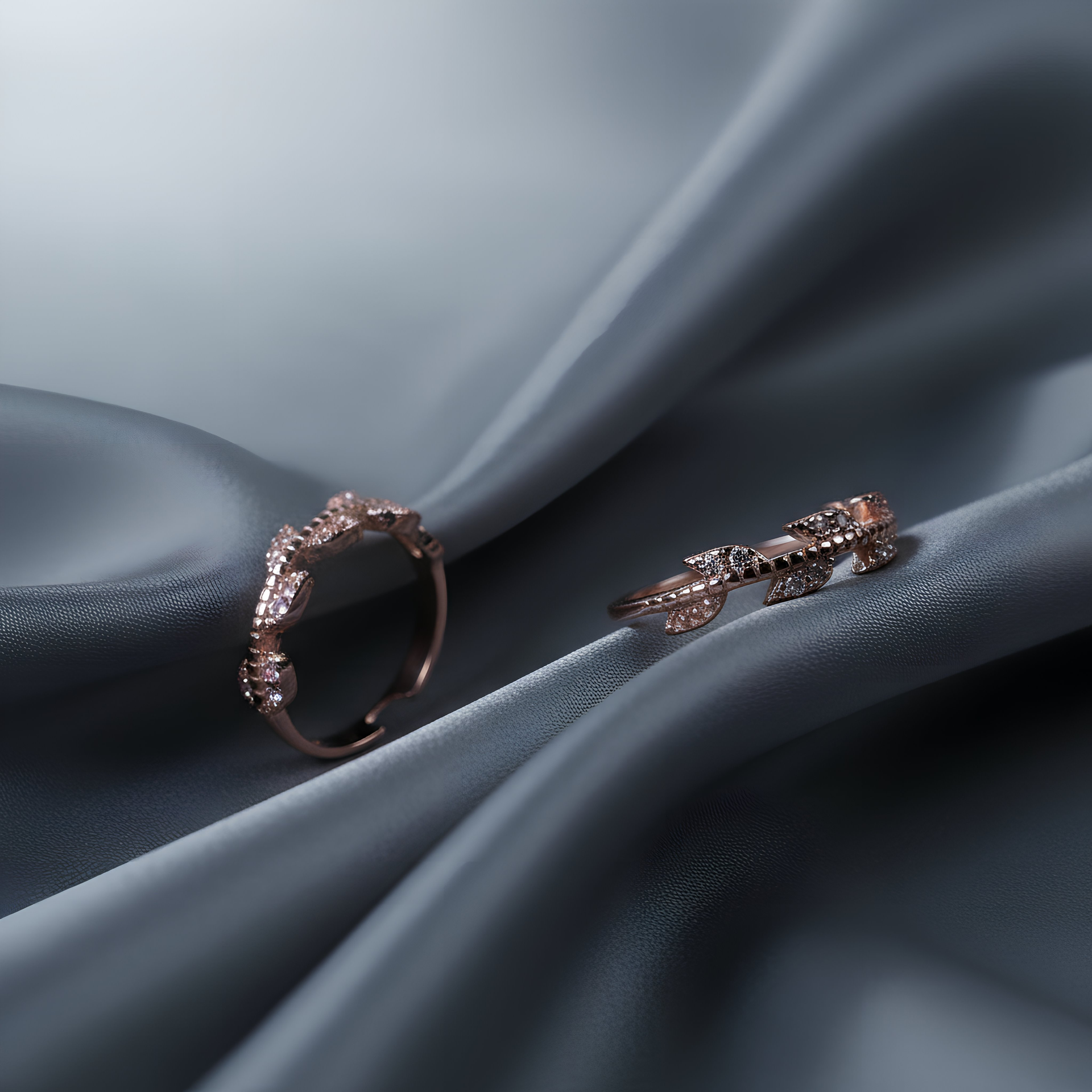 Rose Gold Leaf Sparkle Toe-Rings