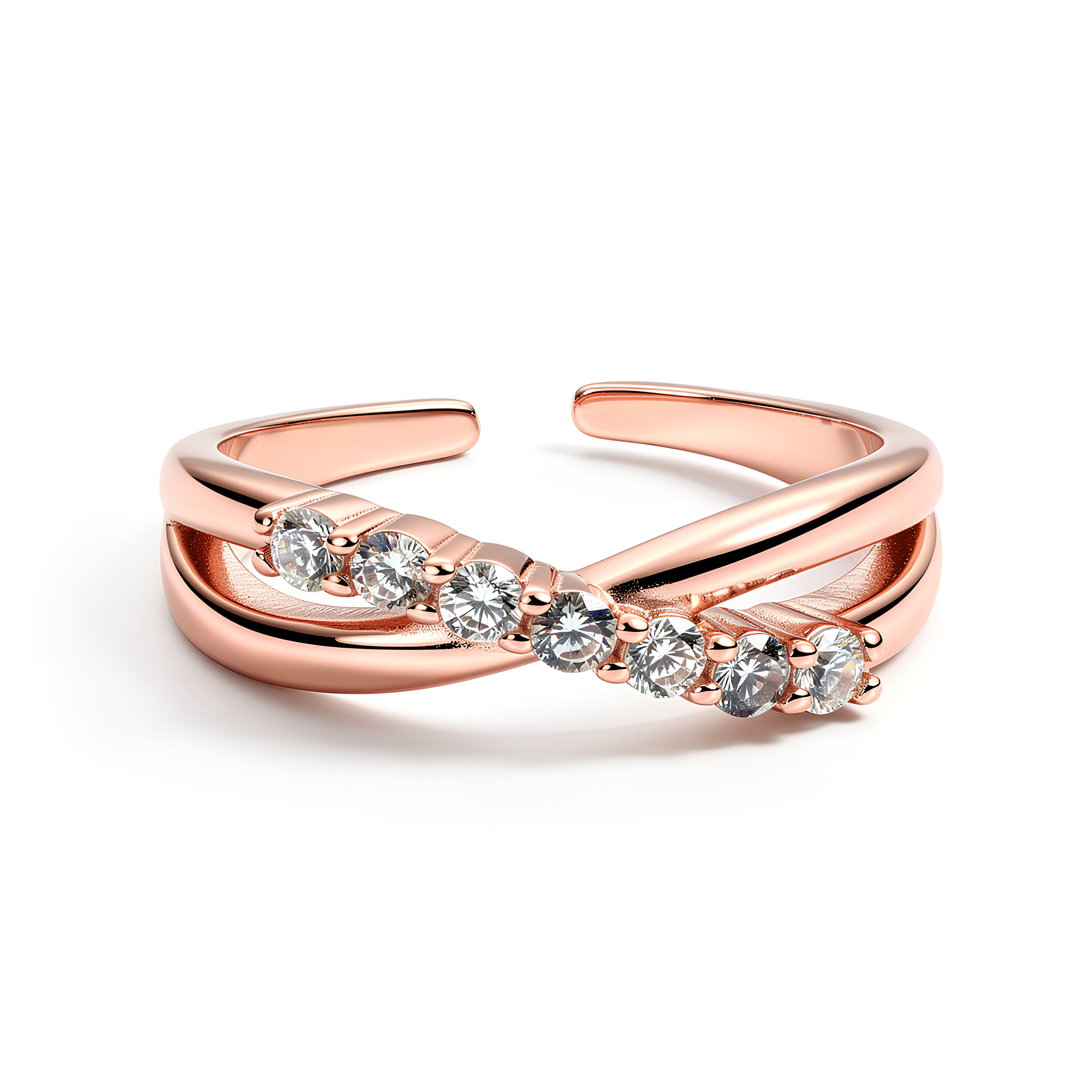 Rose Gold Criss-Cross Sparkle Toe-Rings