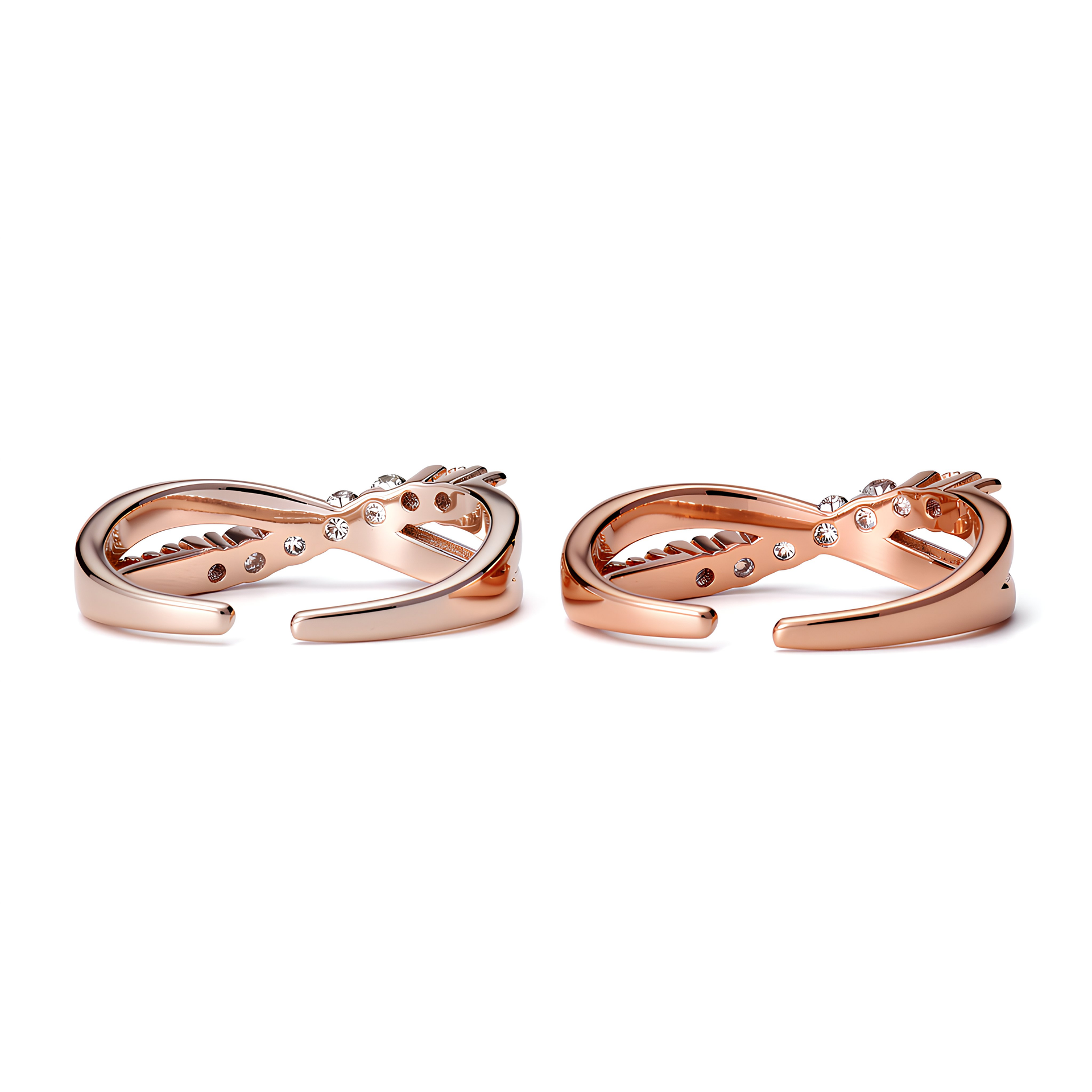 Rose Gold Criss-Cross Sparkle Toe-Rings