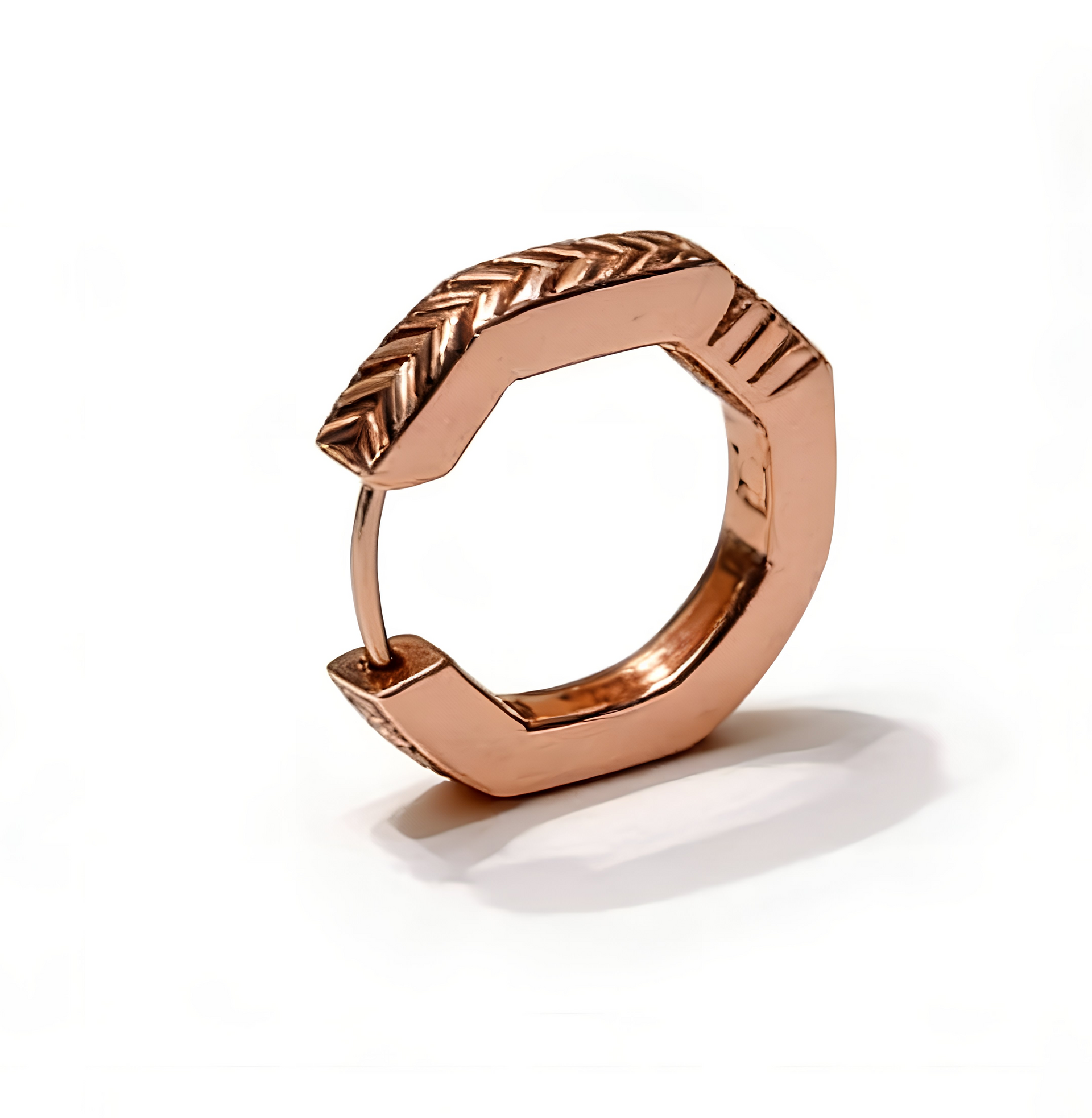 Rose Gold Textured Hoop Earrings