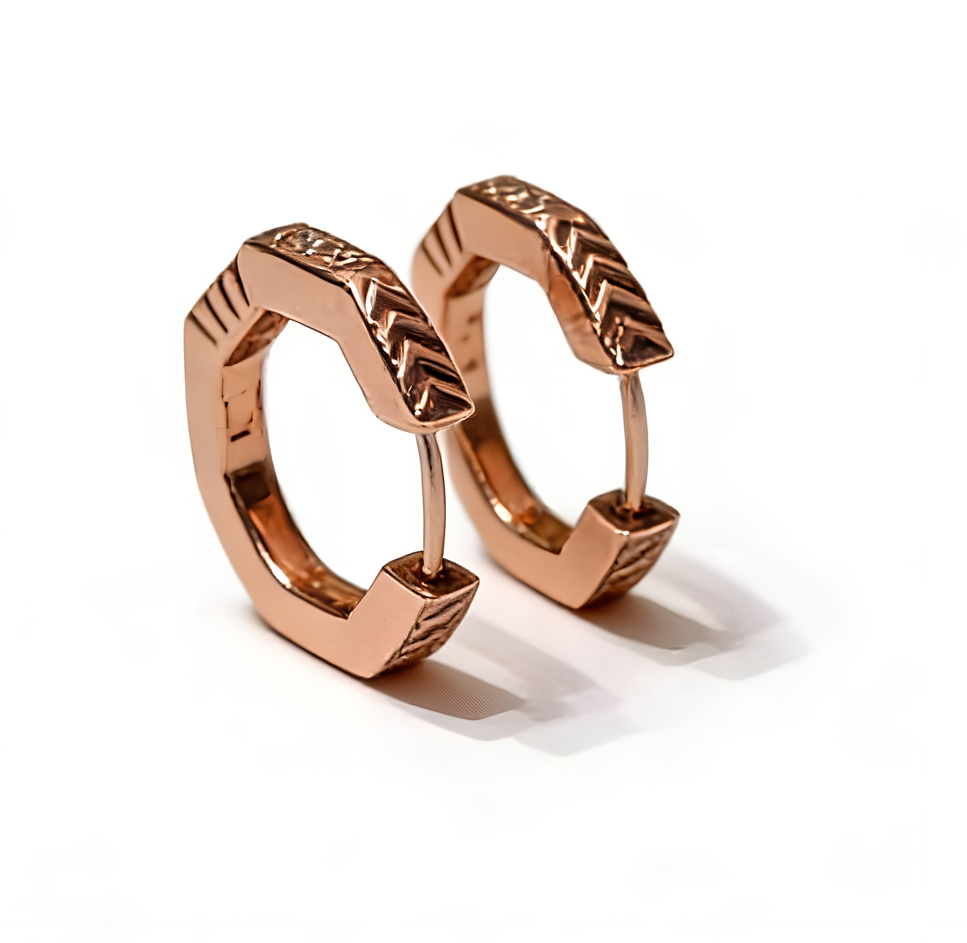 Rose Gold Textured Hoop Earrings