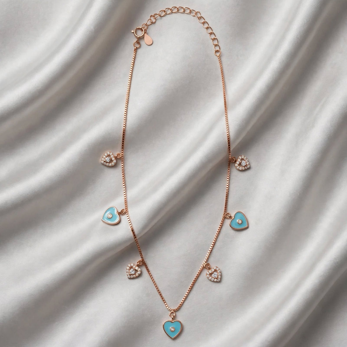s925 rose gold heart necklace