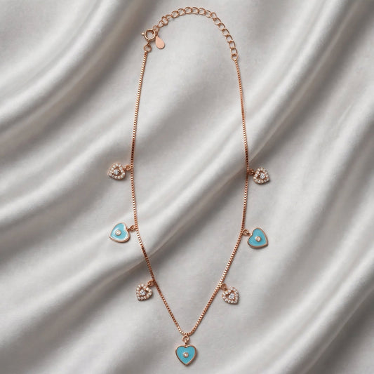 s925 rose gold heart necklace