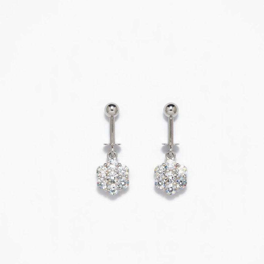 Elegant Crystal Floral Drop Earrings