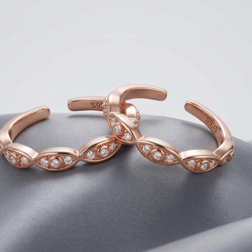 interwoven rose gold toe ring
