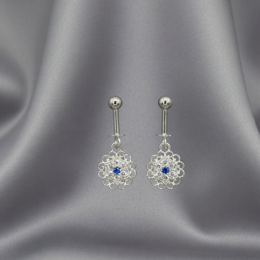 Elegant Blue Floral Drop Earrings