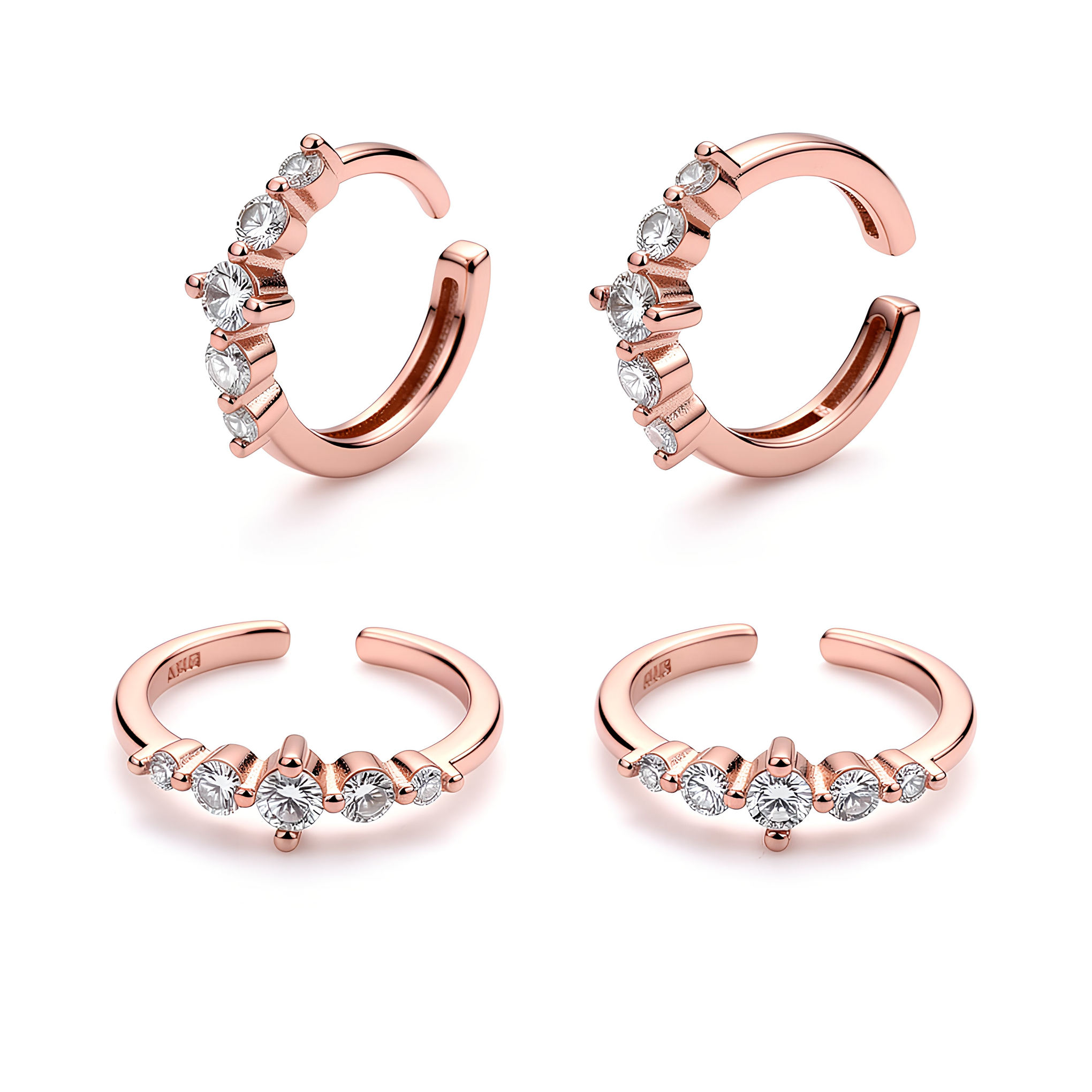 Rose Gold Crystal Toe-Rings