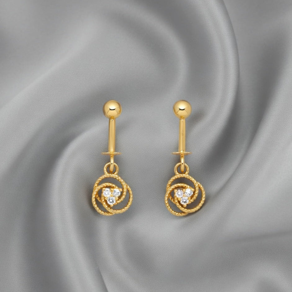 Elegant Gold-Plated Drop Earrings with Twisted Circle Design