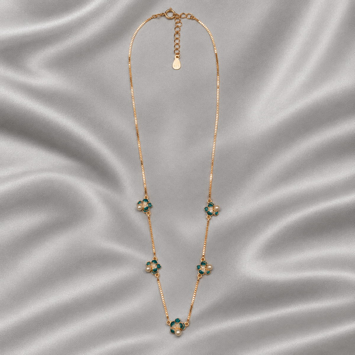 teal floral chain