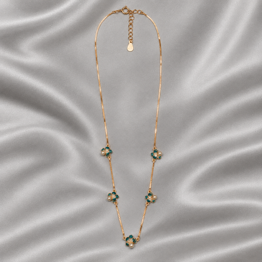 teal floral chain